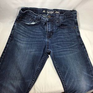 Cat Jack Distressed Snap Taper Total Flex Blue Jeans Adjustable Waist Size 12